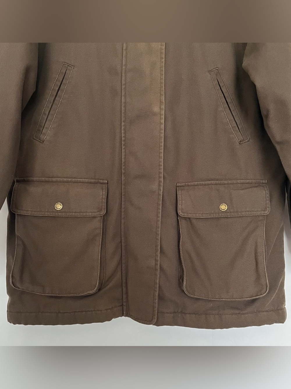 VTG Cabelas Chore Barn Coat Cotton Canvas Field Jacket Thick Size Large Brown - Picture 5 of 15